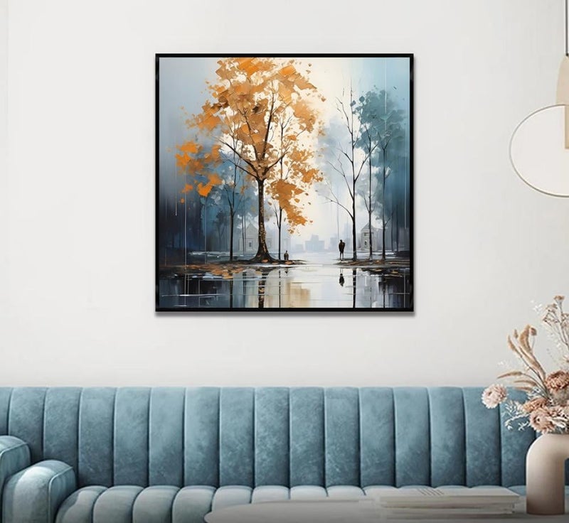 ماركتنا لوحة قماشة بتصميم طبيعة مع برواز مجوف بمقاس 50×50 سم - Image 3