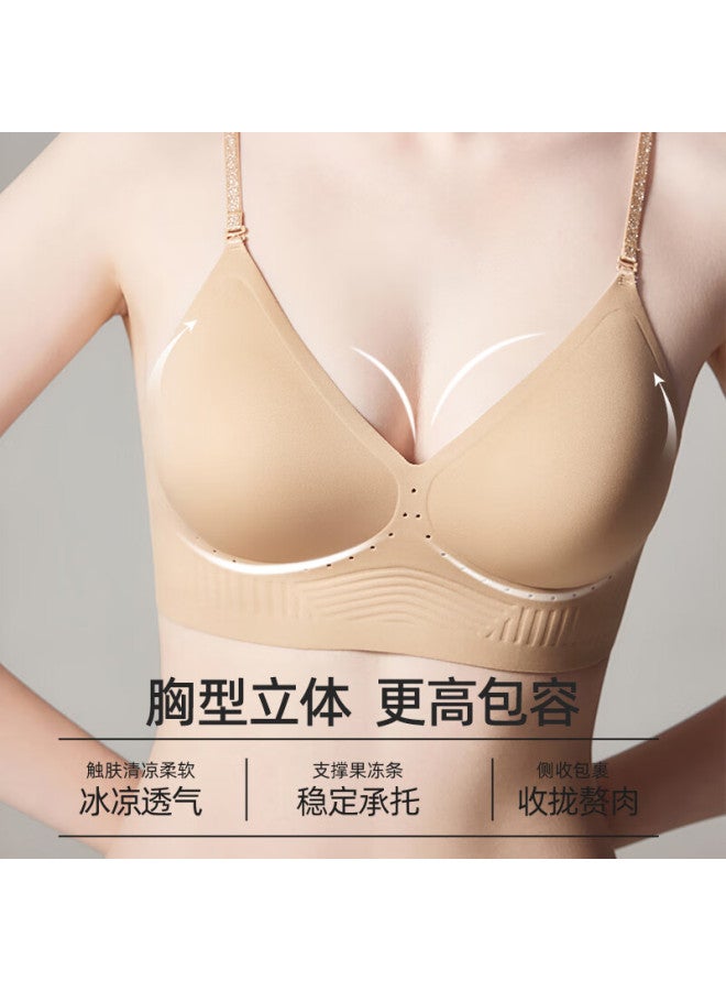 Luckmeey Seamless Backless Bra, Push-up U-shaped Halter Neck Camisole, Foundation Liquid, Thin Straps, Women's Breathable Underwear For Autumn And Winter
