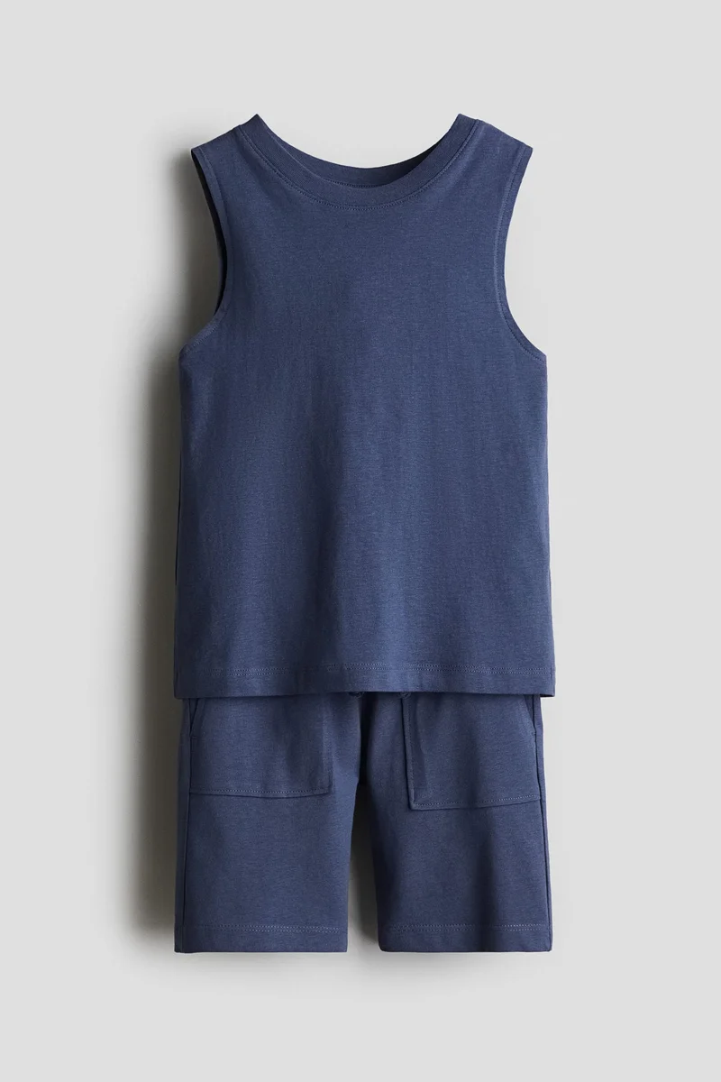 اتش اند ام 2-piece vest top and shorts cotton set