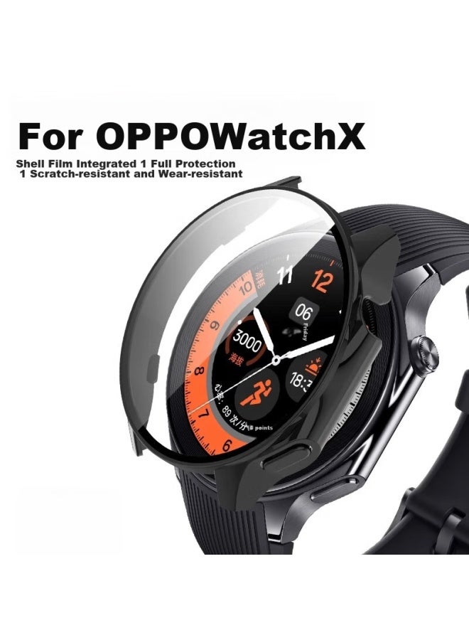 Ten Flashes Oppo Watch X واقي + فيلم واقي، تغطية كاملة متكاملة Oppo Watch X واقي ساعة وواقي شاشة، غطاء صلب مقاوم للخدش، مضاد لبصمات الأصابع - Image 2