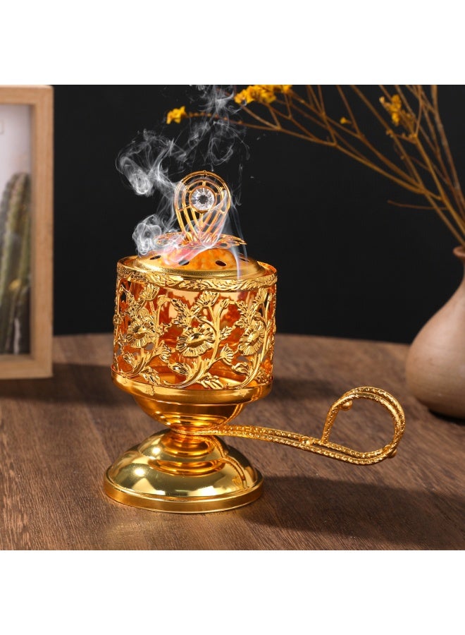 Nariele Gold Iron Carbon Fire Aromatherapy Stove Fragrance Insert Handheld Ornament - Image 1