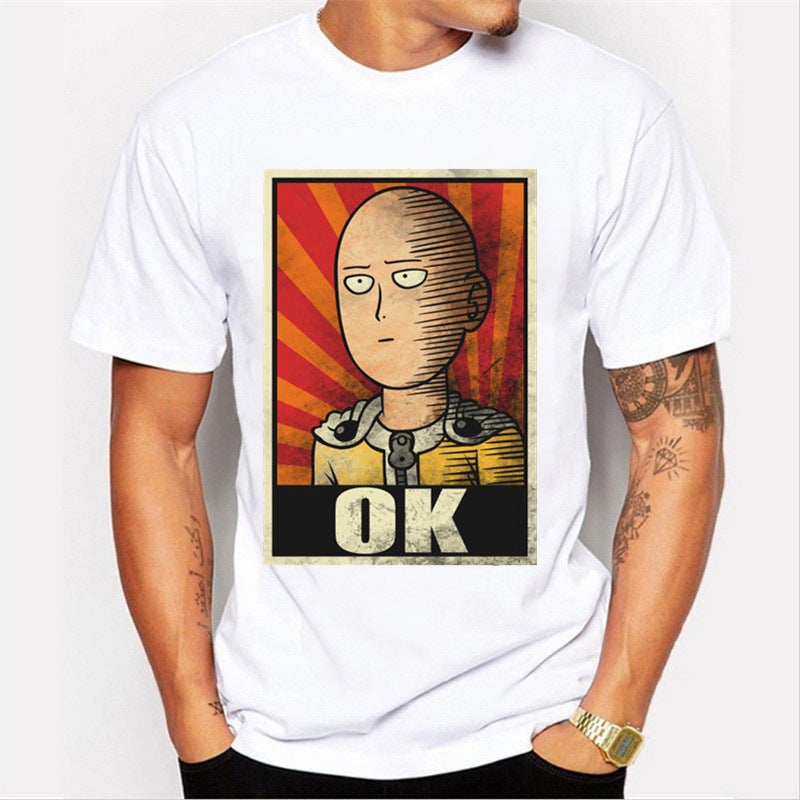 1049 Anime One Punch Superman Fashion Printed Men's T-Shirt Cross-border wish Hot Selling Trendy Men's Short-sleeved Base Shirt - Image 5