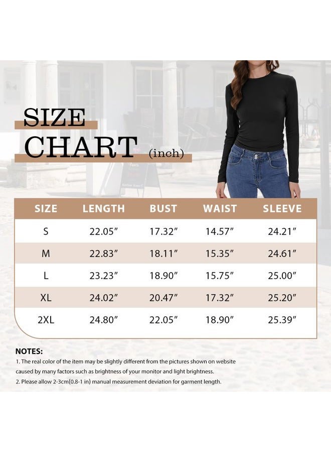CHICGAL Womens Long Sleeve Shirts Basic Tees Y2k Slim Fit T Shirt Crew Neck Trendy Crop Top Casual, 01#royal Blue, XL - Image 3