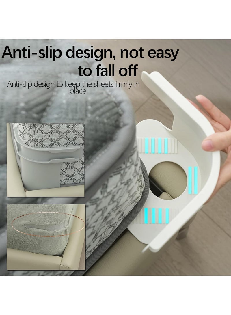 حاملات ملاءات قابلة للقفل، مجموعة من 4 حوامل ملاءات للزوايا، تثبت ملاءات السرير بإحكام في مكانها، لجميع أحجام الملاءات، حاملات ملاءات غير قابلة للانزلاق تثبت ملاءات السرير بإحكام في مكانها، سهلة التركيب (رمادي) - Image 4