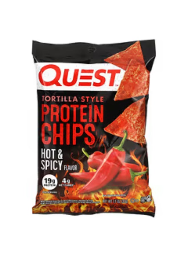 Quest Nutrition، رقائق بروتين على طريقة التورتيلا، حارة ومتبلة، 8 أكياس، 1.1 أونصة (32 جم) لكل كيس