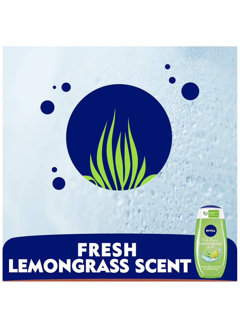 Nivea Shower Gel Body Wash Lemongrass And  Oil Caring Oil Pearls Lemongrass Scent Pack of 3 - Image 3