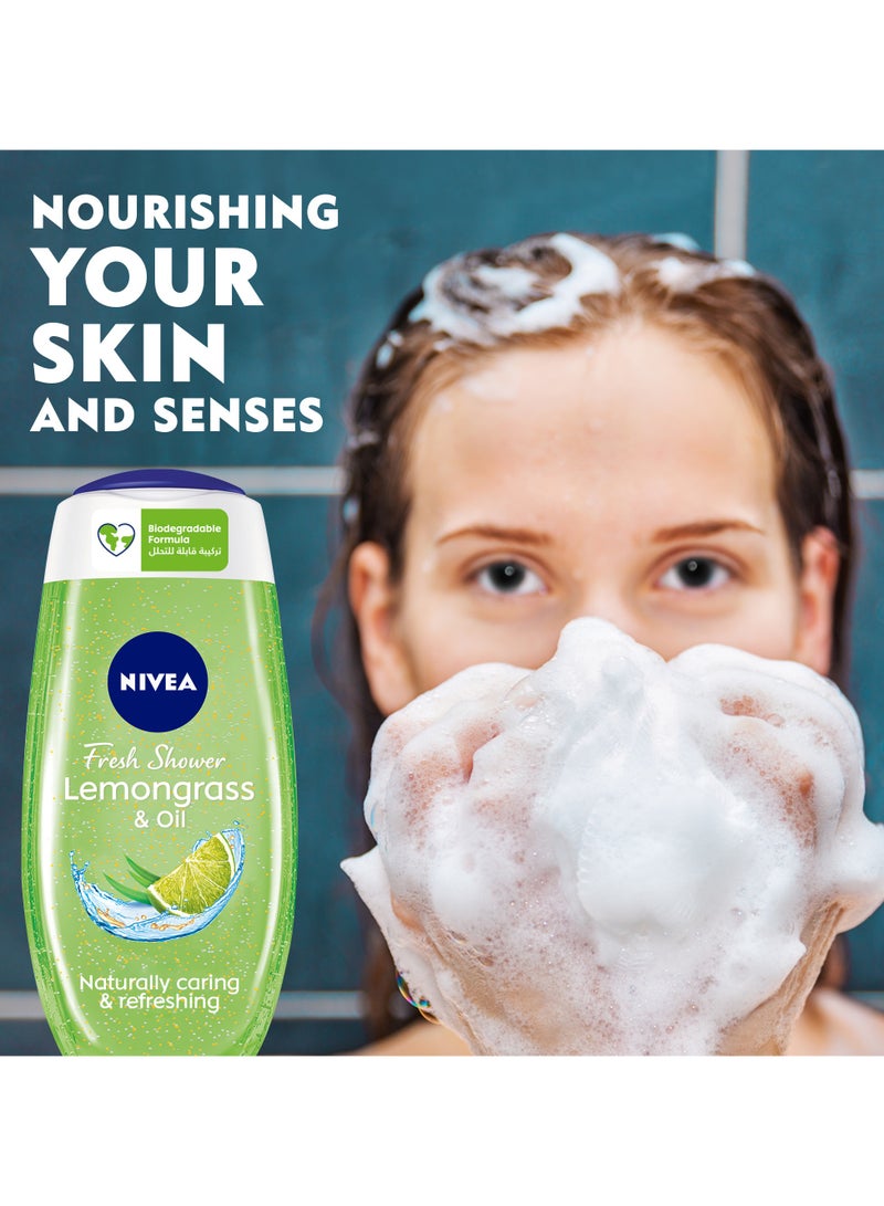 Nivea Shower Gel Body Wash Lemongrass And  Oil Caring Oil Pearls Lemongrass Scent Pack of 3 - Image 2