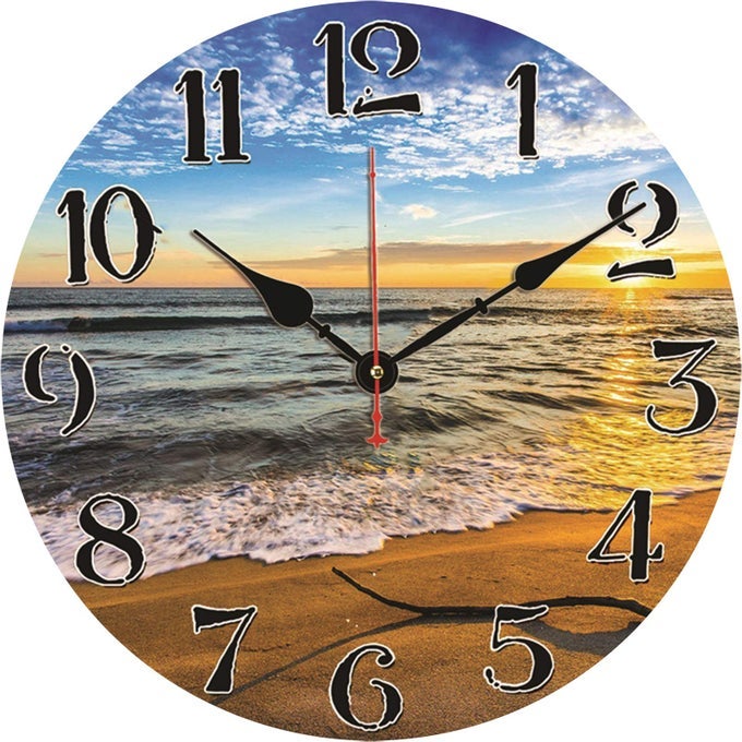 BEACH WAVES IN THE SUNSET WALL CLOCK SILENT NON TICKING BATTERY OPERATED CLOCKS EASY TO READ DECORATIVE WALL CLOCK FOR BEDROOMKITCHENLIVING ROOMBATHROOM 14 INCH