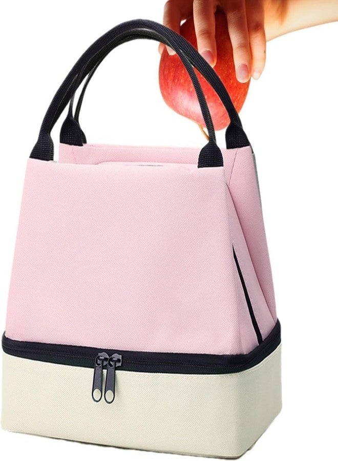 ZURITY 2 Layer Insulated Lunch Bag for Women & Men – Double-Layer Tote with Thermal Insulation, Leakproof Portable Cooler Handle, Reusable Box Office, School Travel (Pink) - Image 1