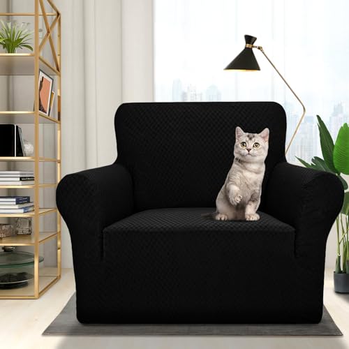 ZNSAYOTX ZNSAYOTX 1 Piece Jacquard Chair Slipcovers for Living Room High Stretch Chair Covers with Arms Anti Slip Pets Friendly Couch Sofa Armchair Cover Furniture Protector Chair Black 