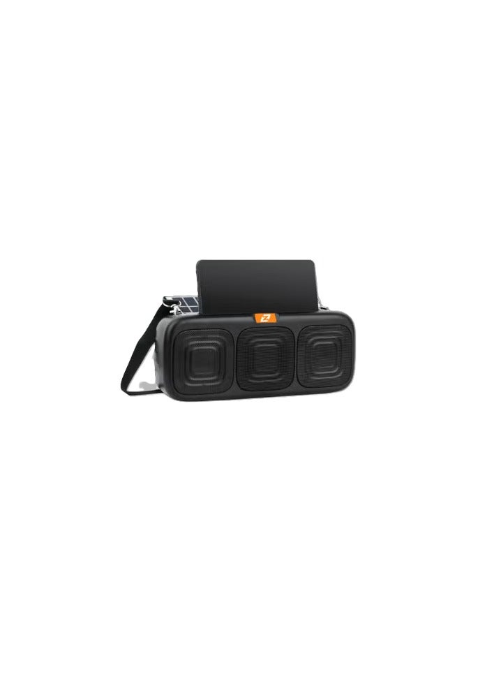 Zero Zero Z303 Multi-Function Portable Bluetooth Speaker – Shock Sound Effect, Solar Charging, USB/TF/AUX Support, 1200mAh Battery – Black  - Image 1