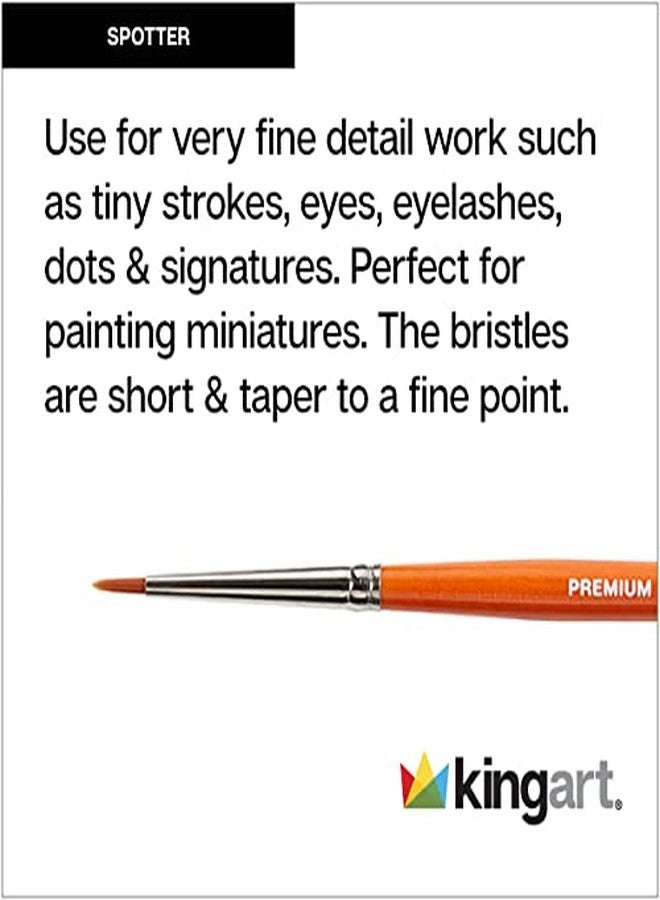KINGART Premium Radiant 6650-5/0 Spotter Series Artist Brush, Synthetic Taklon Hair, Short Handle, for Acrylic, Oil and Watercolor Painting, Size 5/0 - Image 5
