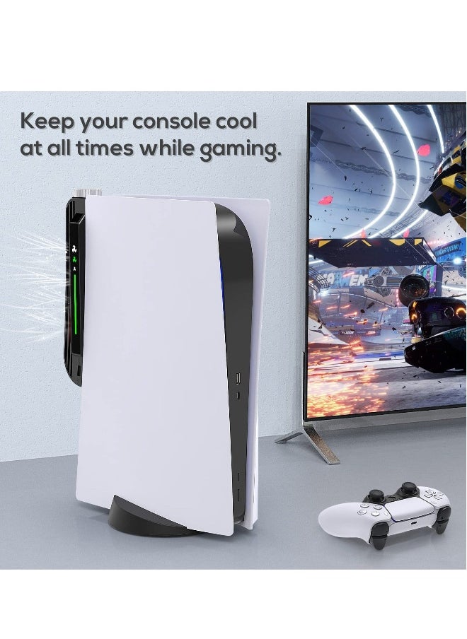 ماركة غير محددة - ملحقات مروحة التبريد لجهاز PS5، مبرد قوي ثلاثي الإيقاف بنظام USB ممتد لجهاز PS5 إصداري CD-ROM ورقمي (أسود) - Image 1
