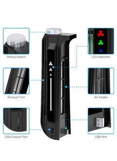 ماركة غير محددة ملحقات مروحة التبريد لجهاز PS5، مبرد قوي ثلاثي الإيقاف بنظام USB ممتد لجهاز PS5 إصداري CD-ROM ورقمي (أسود)  - Image 4