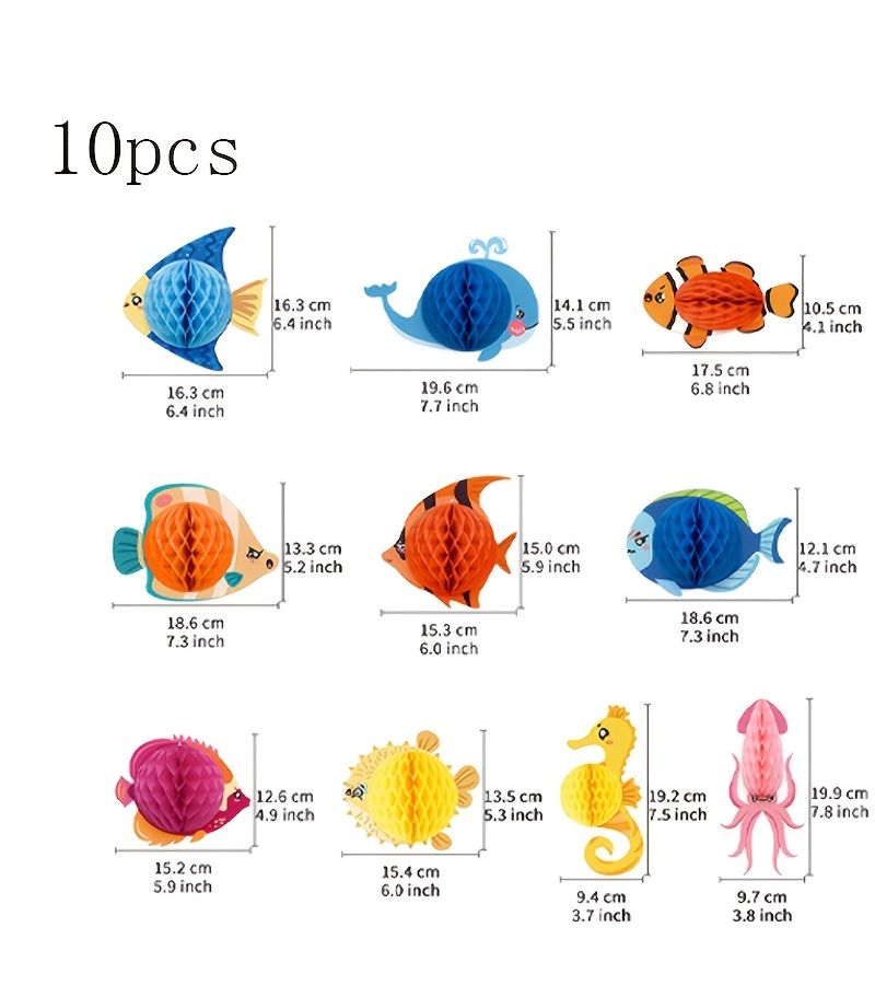 10pcs Tropical Fish Honeycomb Ball Set Safe Durable Cardboard Decor - Image 2