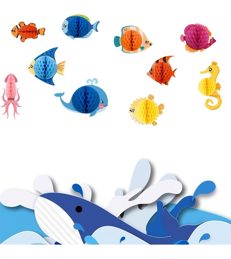 10pcs Tropical Fish Honeycomb Ball Set Safe Durable Cardboard Decor - Image 4