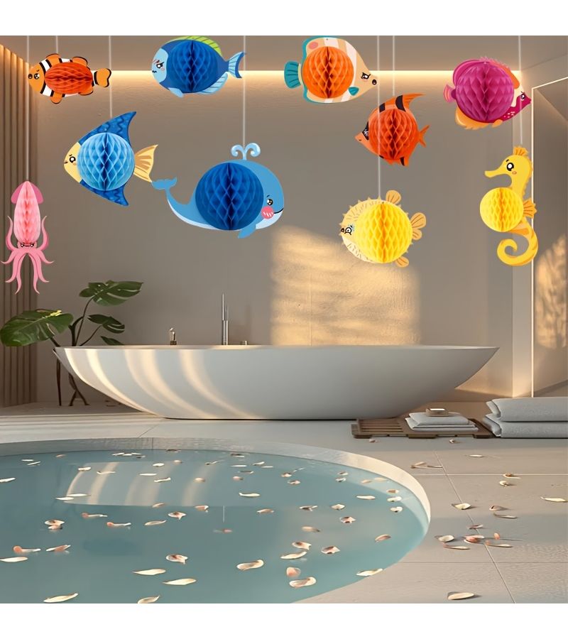 10pcs Tropical Fish Honeycomb Ball Set Safe Durable Cardboard Decor - Image 3