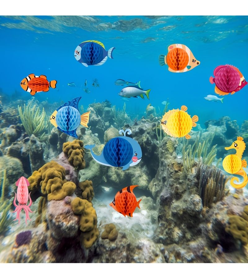 10pcs Tropical Fish Honeycomb Ball Set Safe Durable Cardboard Decor - Image 5
