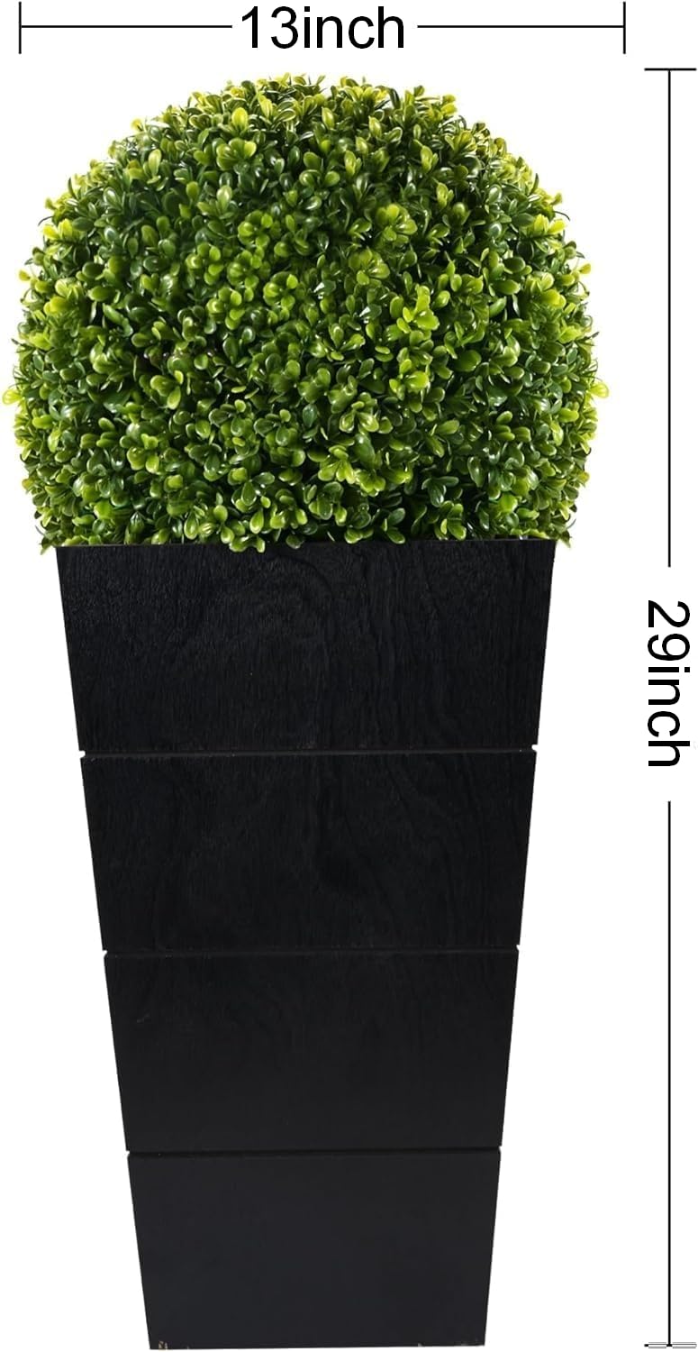 SEVENLOVE 29in Artificial Plants with LED Lights,Artificial Boxwood Topiary Trees Artificial Outdoor with Pot, Artificial Plant Shrub for Front Porch Home Office Decorâ€¦ ï»¿ ï»¿ - Image 1