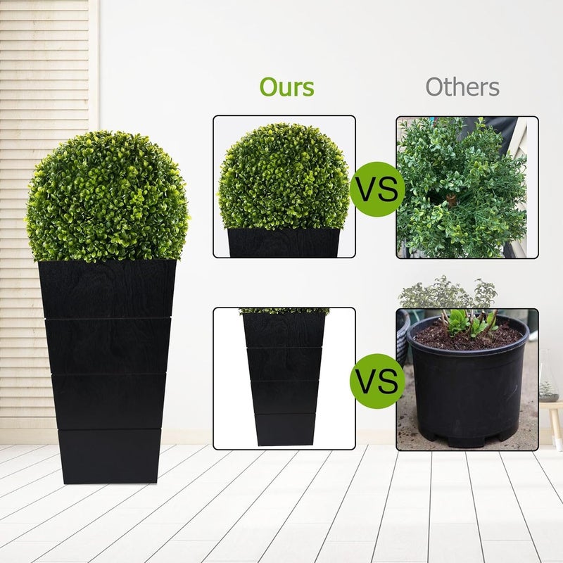 SEVENLOVE 29in Artificial Plants with LED Lights,Artificial Boxwood Topiary Trees Artificial Outdoor with Pot, Artificial Plant Shrub for Front Porch Home Office Decorâ€¦ ï»¿ ï»¿ - Image 2