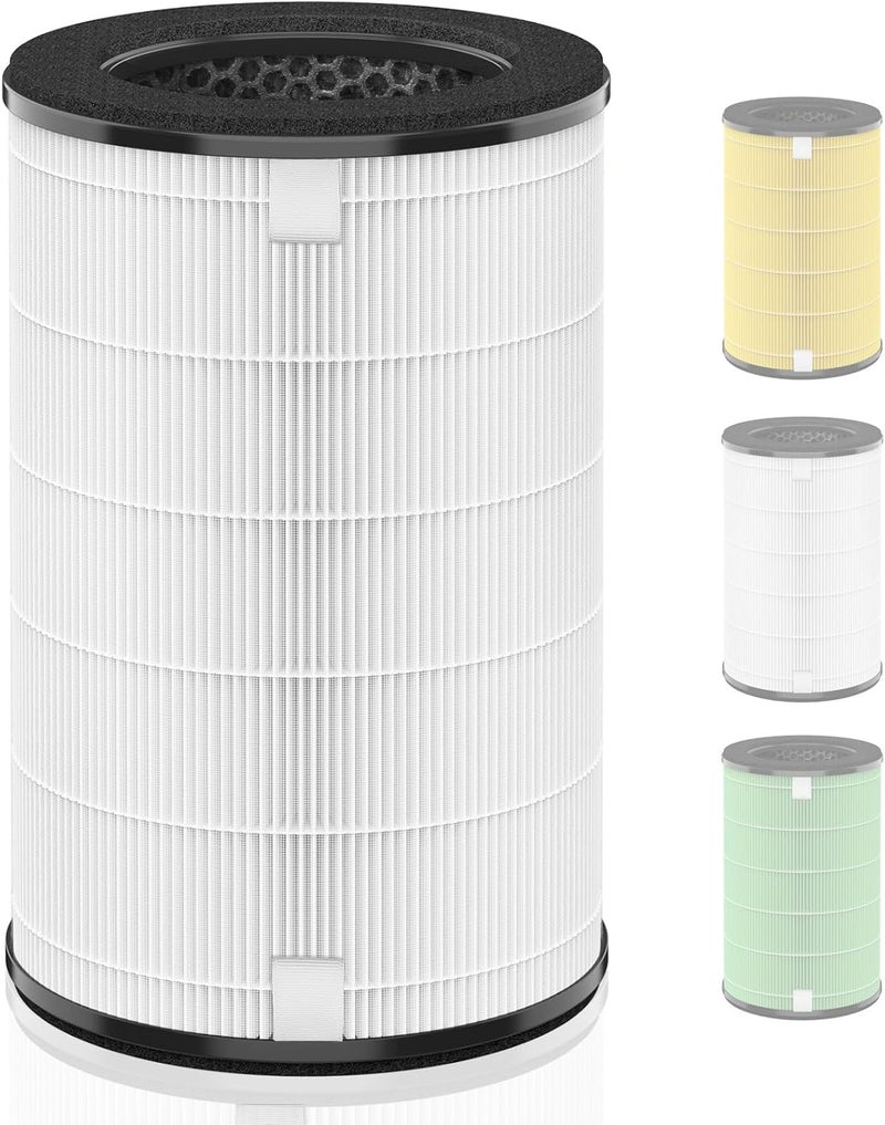 HSIAMEN فلتر بديل AP-T40FL متوافق مع جهاز تنقية الهواء HoMedics TotalClean AP-T40 AP-T45 AP-T40WT AP-T45WT AP-T40WTAR 461901 1461901 مع فلتر HEPA حقيقي 360 درجة، عبوة واحدة - Image 1