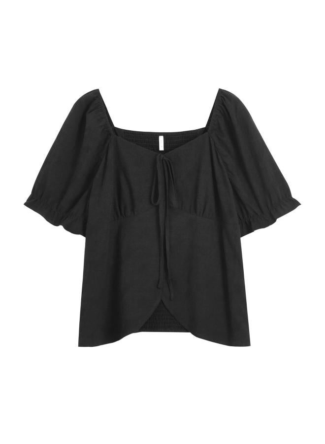 French Square Collar Top Summer Large Size Women's High-end Shirt Chic Design Niche Short 62534 Shirt