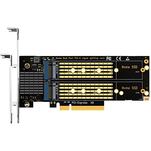 GLOTRENDS PA21 Dual M.2 NVMe to PCIe 4.0 X8 Adapter Without PCIe Bifurcation Function, Support 22110/2280/2260/2242/2230 Size (PCIe Bifurcation Motherboard is Required) - Image 1