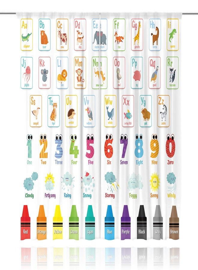 MESHELLY Alphabet ABC Kids Curtains 42Wx63H Inch Rod Pocket Colorful Cartoon Animal Learning Daycare Preschool Classroom Curtains Educational Nursery Playroom Bedroom Living Room Window Drapes 2 Panel - Image 2