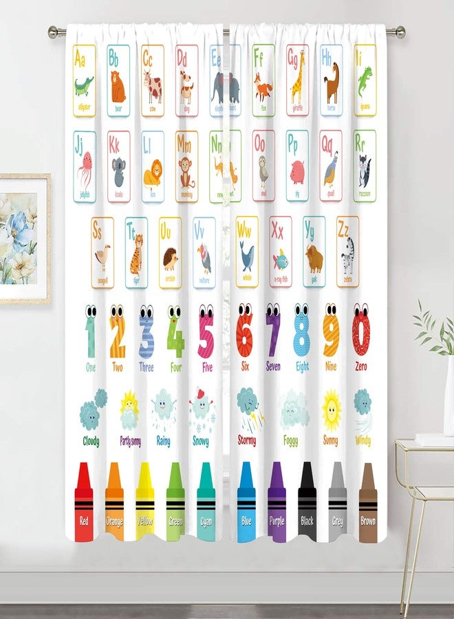 MESHELLY Alphabet ABC Kids Curtains 42Wx63H Inch Rod Pocket Colorful Cartoon Animal Learning Daycare Preschool Classroom Curtains Educational Nursery Playroom Bedroom Living Room Window Drapes 2 Panel - Image 1