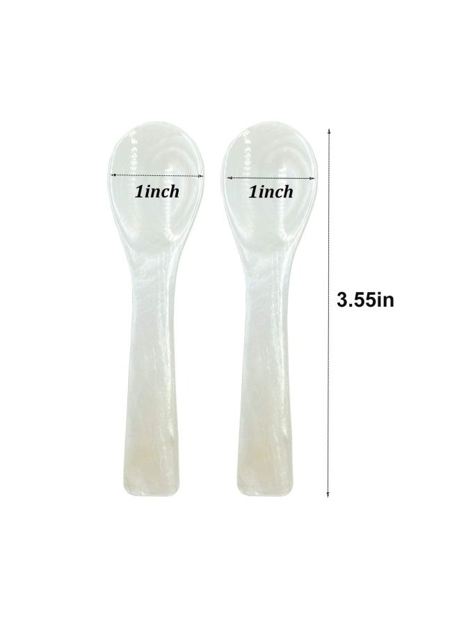 Nonbrand Wenplus 2 Pack 3.7Inch Caviar Spoons Handcraft Mother Of Pearl Mop Caviar Spoon W Round Handle With One Plastic Storage Box - White  - Image 2