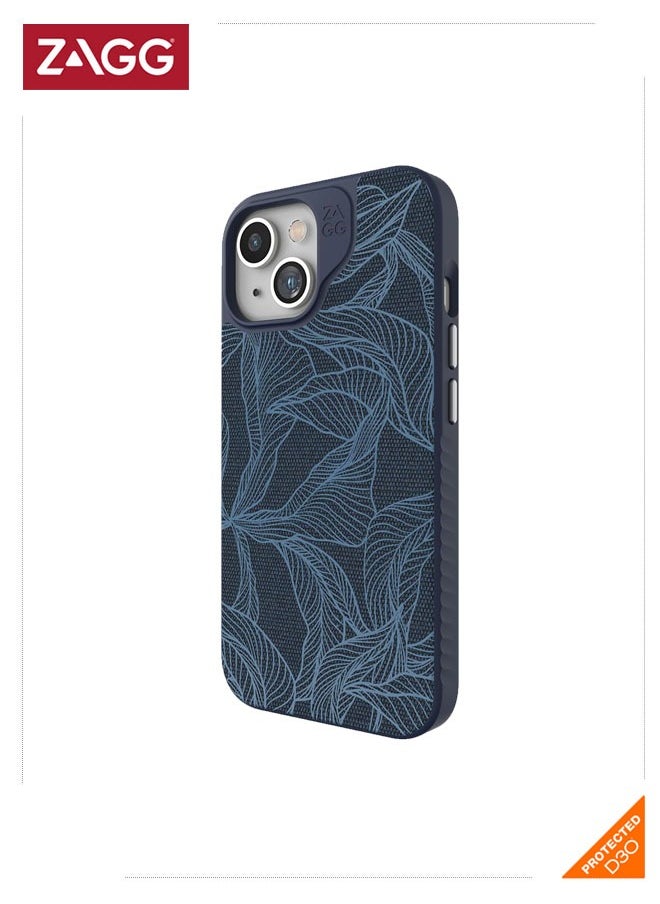 ZAGG - Apple iPhone 15 Case , ZAGG Cass - London Snap Series Magsafe Case - Navy Botanical - Image 1
