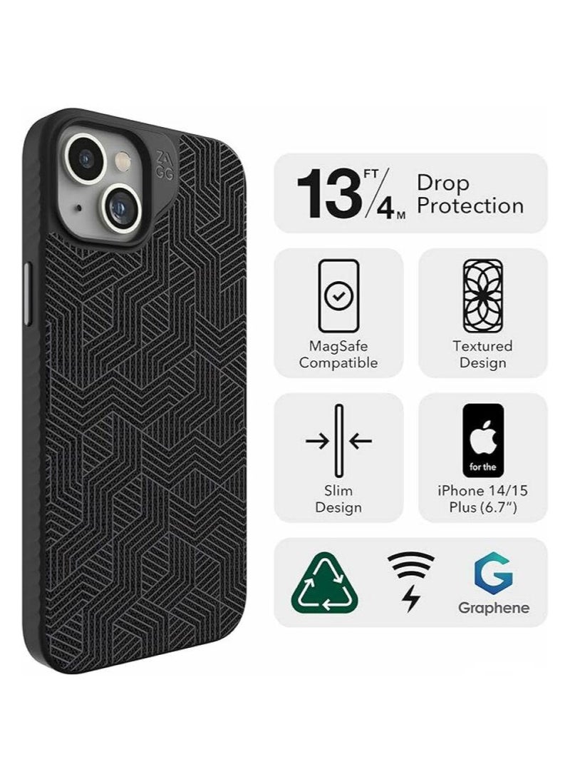 ZAGG - Apple iPhone 15 Case , ZAGG Cass - London Snap Series Magsafe Case - Navy Botanical - Image 1