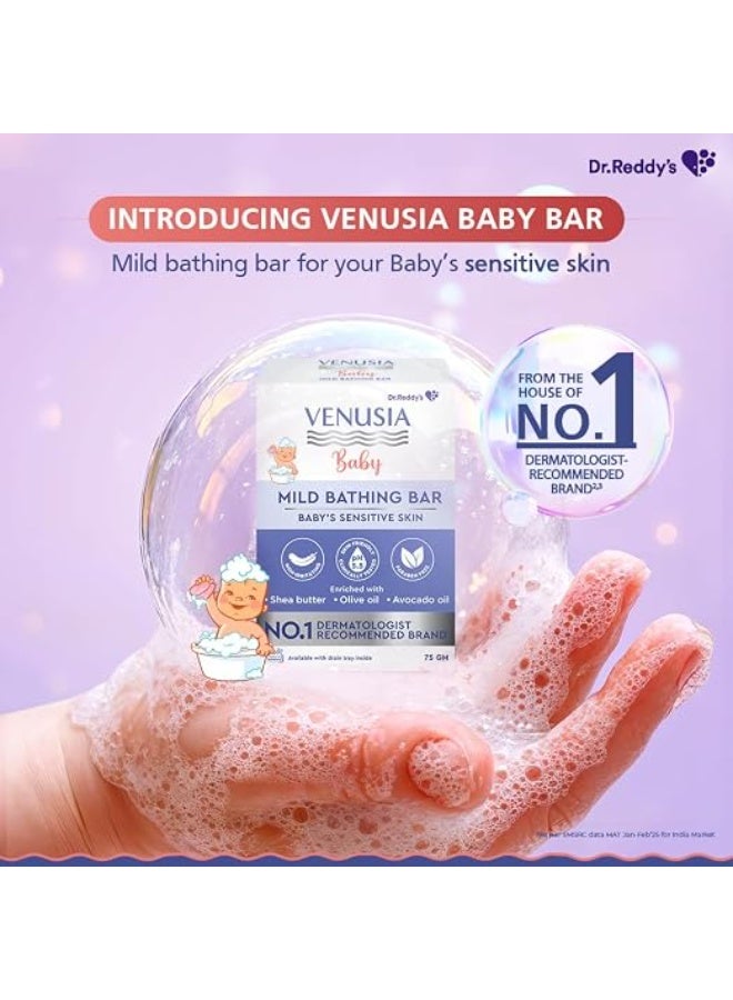 Venusia Baby Mild Bathing Bar | Non-irritating, pH 5.5 and Paraben Free | Enriched with Shea Butter, Olive Oil and Avocado Oil| Dermatologist recommended no 1 brand | 75g - Image 5