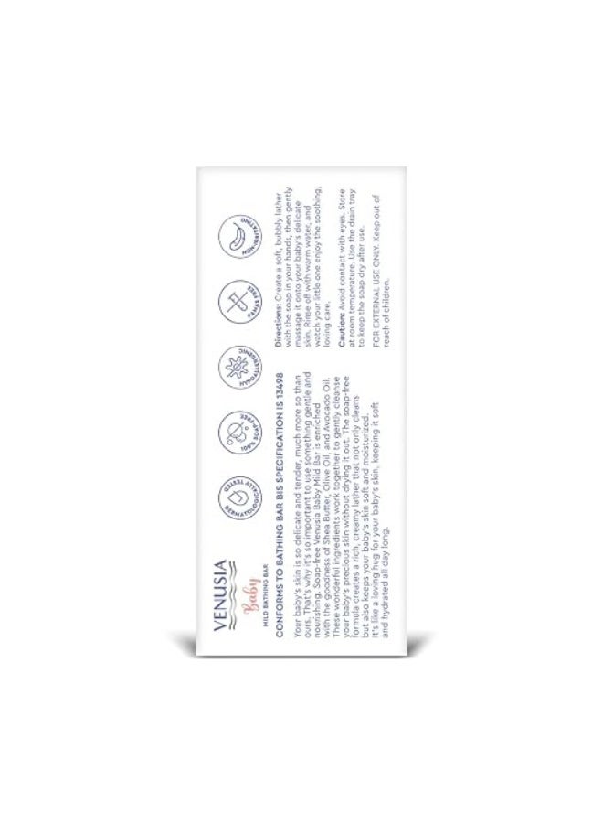 Venusia Baby Mild Bathing Bar | Non-irritating, pH 5.5 and Paraben Free | Enriched with Shea Butter, Olive Oil and Avocado Oil| Dermatologist recommended no 1 brand | 75g - Image 2