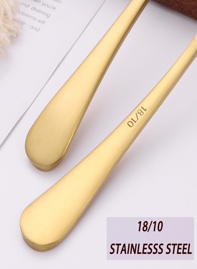 Mafier 7" Round Soup Spoons Set of 4,18/10 Stainless Steel Heavy Duty with Deep Bowl,Matte Stain Finish,Dishwasher Safe(Gold) - Image 5