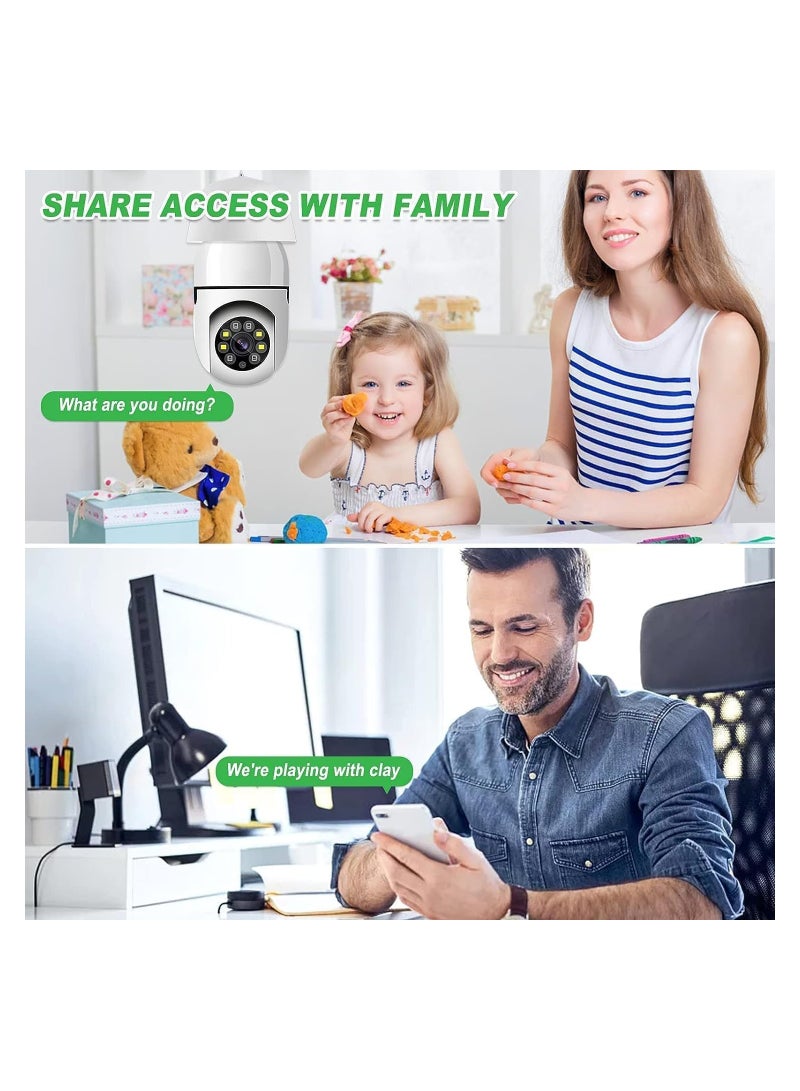 1080P Wireless Tovnet Wifi Pan/Tilt Light Bulb Security Camera, 360 Degrees 3.0MP Cam Home Surveillance CCTV Panoramic IP Camera, with Night Vision, Smart Motion Detection - Image 5