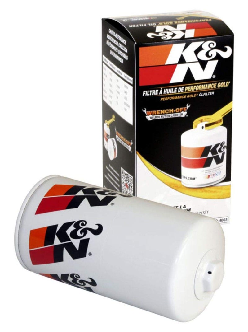 K&N Premium Oil Filter: 20,000 Mile Engine Protection with Wrench Off Nut: Compatible with Select 1989-2022 RAM/DODGE/STERLING (See Product Description for Select Models), HP-4003 - Image 1