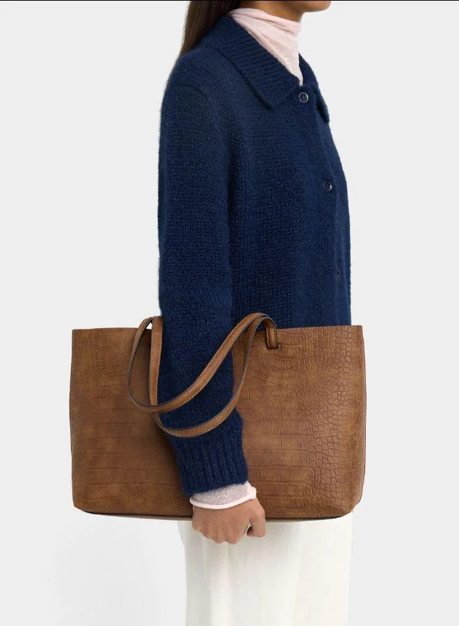 بارفوا حقيبة تسوق منقوشة على حيوانات مع حقيبة