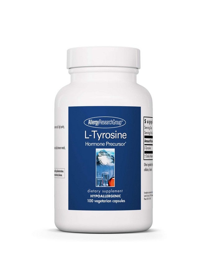 Allergy Research Group L-Tyrosine - Brain Support, Hormone Precursor, Free Form Amino Acid, 500mg Supplement, Thyroid Support Capsules - 100 Count - Image 1