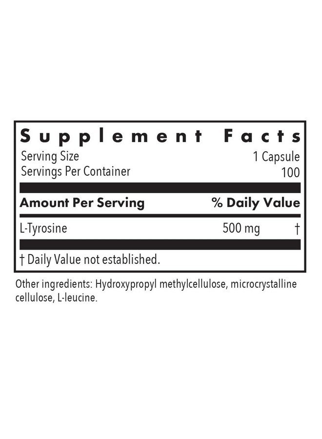 Allergy Research Group L-Tyrosine - Brain Support, Hormone Precursor, Free Form Amino Acid, 500mg Supplement, Thyroid Support Capsules - 100 Count - Image 3