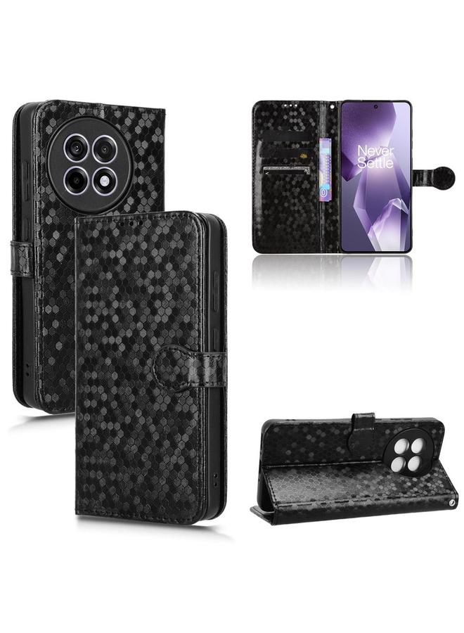 Zaboon For OnePlus Ace 5 / Ace 5 Pro Honeycomb Dot Texture Leather Phone Case(Black) 