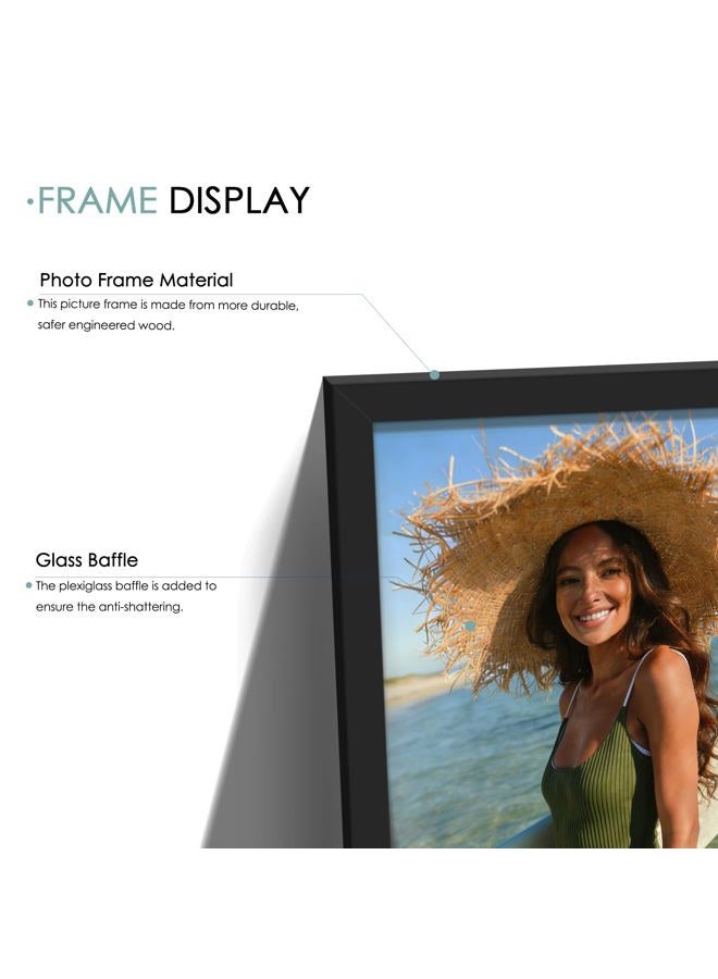 DUENPY 15 Pack Picture Frames Collage Wall Decor, Black Frame Set with 3pcs 8x10, 6pcs 5x7, 6pcs 4x6 for Gallery Display, Wall Mounting & Tabletop, Bulk Photo Frames for Living Room Decor - Image 4