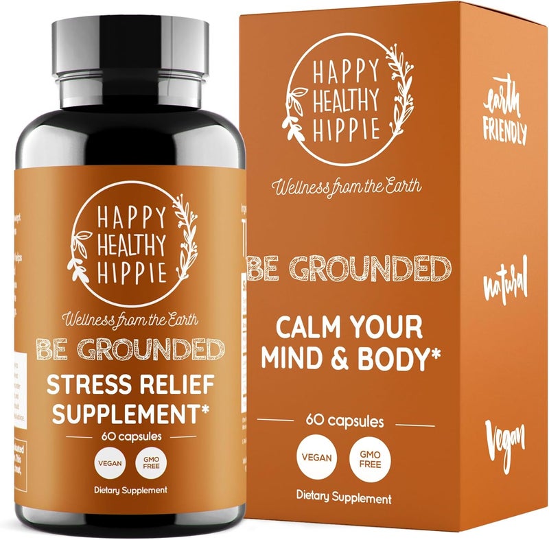 HAPPY HEALTHY HIPPIE Be Grounded Stress Relief Supplement 60 Capsules for Adults - Image 1