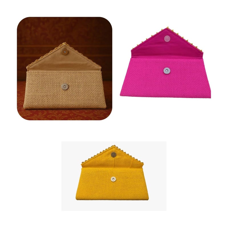 Koogly Jute Shagun Envelope for Money and Shagun Envelopes for Wedding,Birthday,Gifting For Birthdays and Functions | Multicolor|Pack of 3| - Image 4