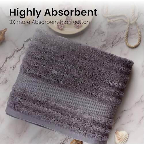 Mush Ultra Soft & Super Absorbent | 600 GSM Bamboo Bath Towel Set | 29 X 59 Inches (Space Grey) - Image 2