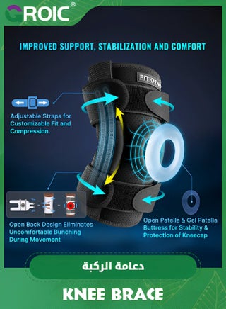 Knee Brace for Meniscus Tear,Adjustable Support for Knee Pain with Removable Metal Hinges & Built-in Side Stabilizers for Sports,ACL MCL Injury or Surgery Recovery,Adjustable Knee Support - view 3