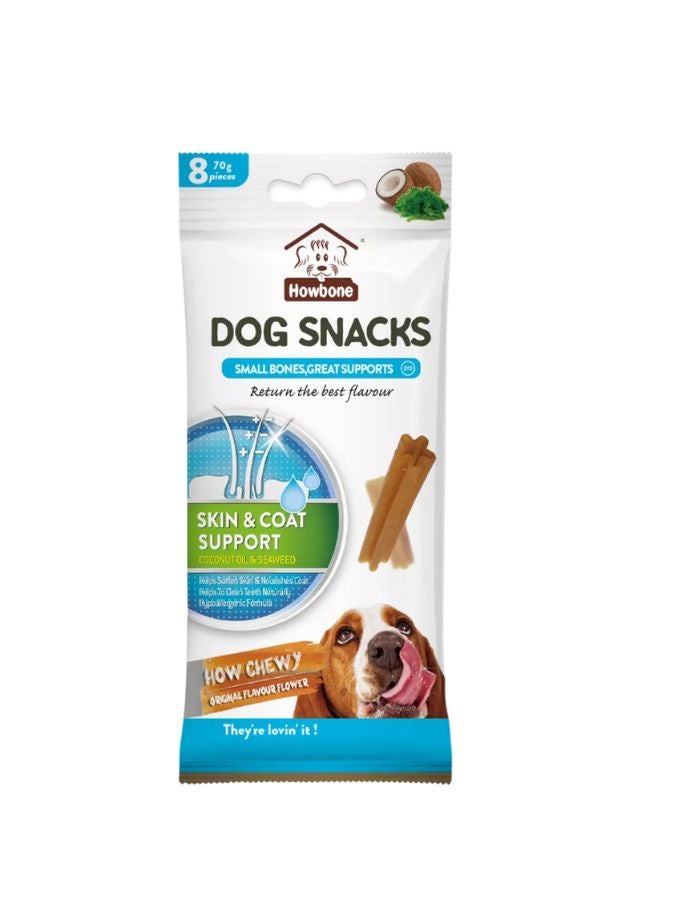 Howbone How Chewy Dog Snack – Flower Skin & Coat Support, 8pcs/Pack (70g) – Healthy Chew Treats for Dogs - Image 1