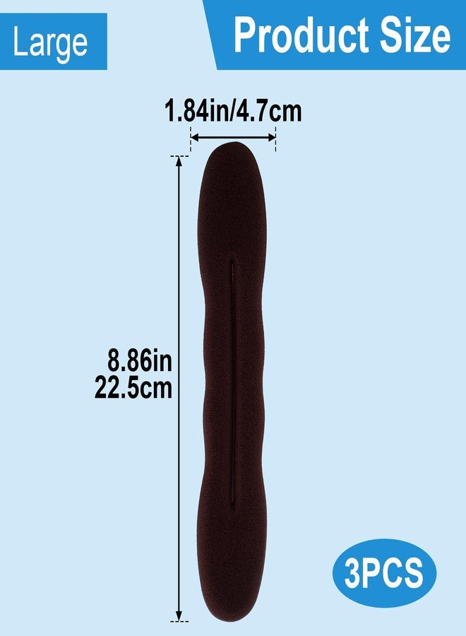 Lekgavd 3 PCS Hair Bun Maker, Large Size Sponge Hair Updo Shaper for Women, Classic Hair Clip Ties, Hairstyle Accessories for Long, Curly, Straight Hair - Brown - Image 2