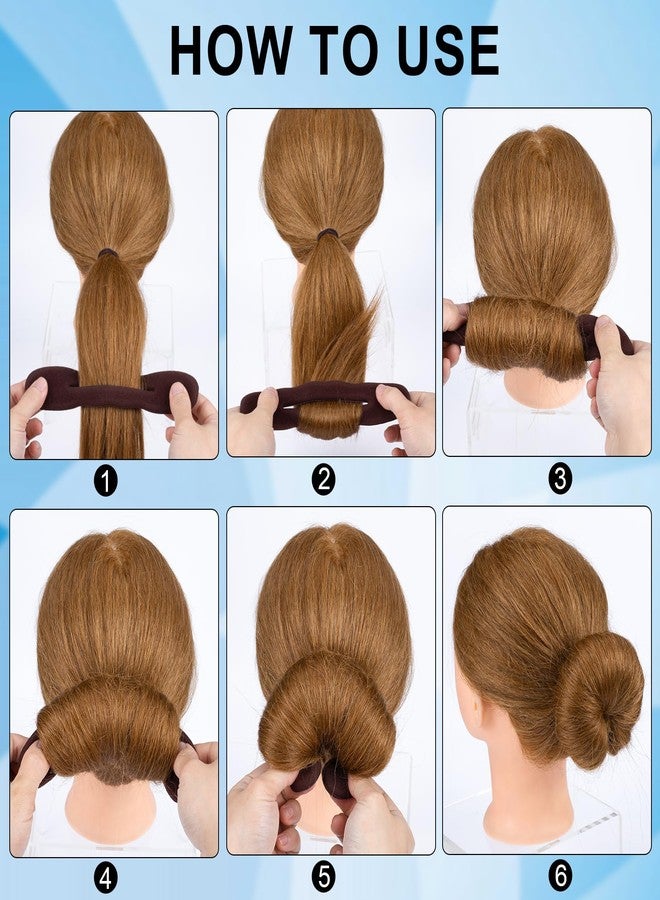 Lekgavd 3 PCS Hair Bun Maker, Large Size Sponge Hair Updo Shaper for Women, Classic Hair Clip Ties, Hairstyle Accessories for Long, Curly, Straight Hair - Brown - Image 5