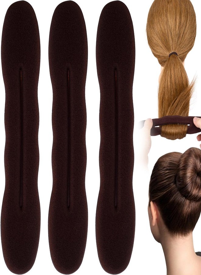 Lekgavd 3 PCS Hair Bun Maker, Large Size Sponge Hair Updo Shaper for Women, Classic Hair Clip Ties, Hairstyle Accessories for Long, Curly, Straight Hair - Brown - Image 1